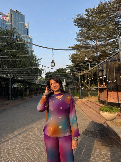 Y2K Kurta Pant Set - Purple