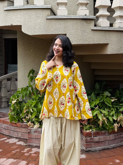 Yellow Short Anarkali Kurti