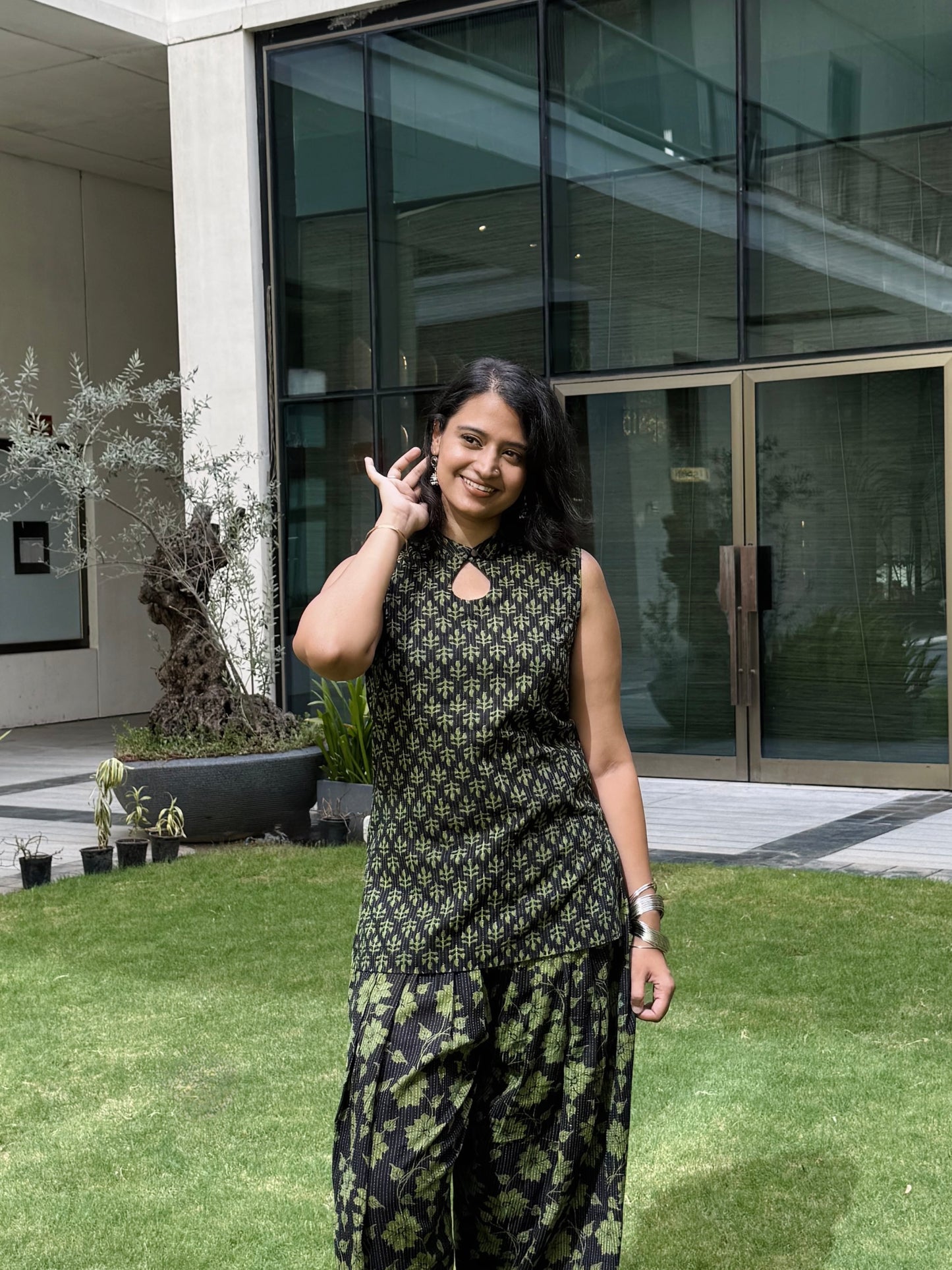 Green Keyhole Kurti