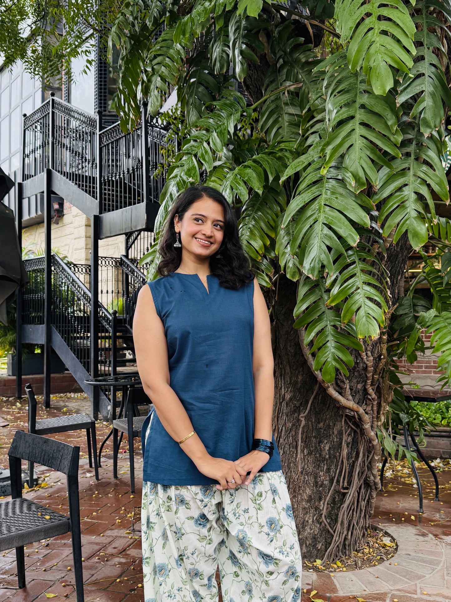 Blue Sleeveless Kurti