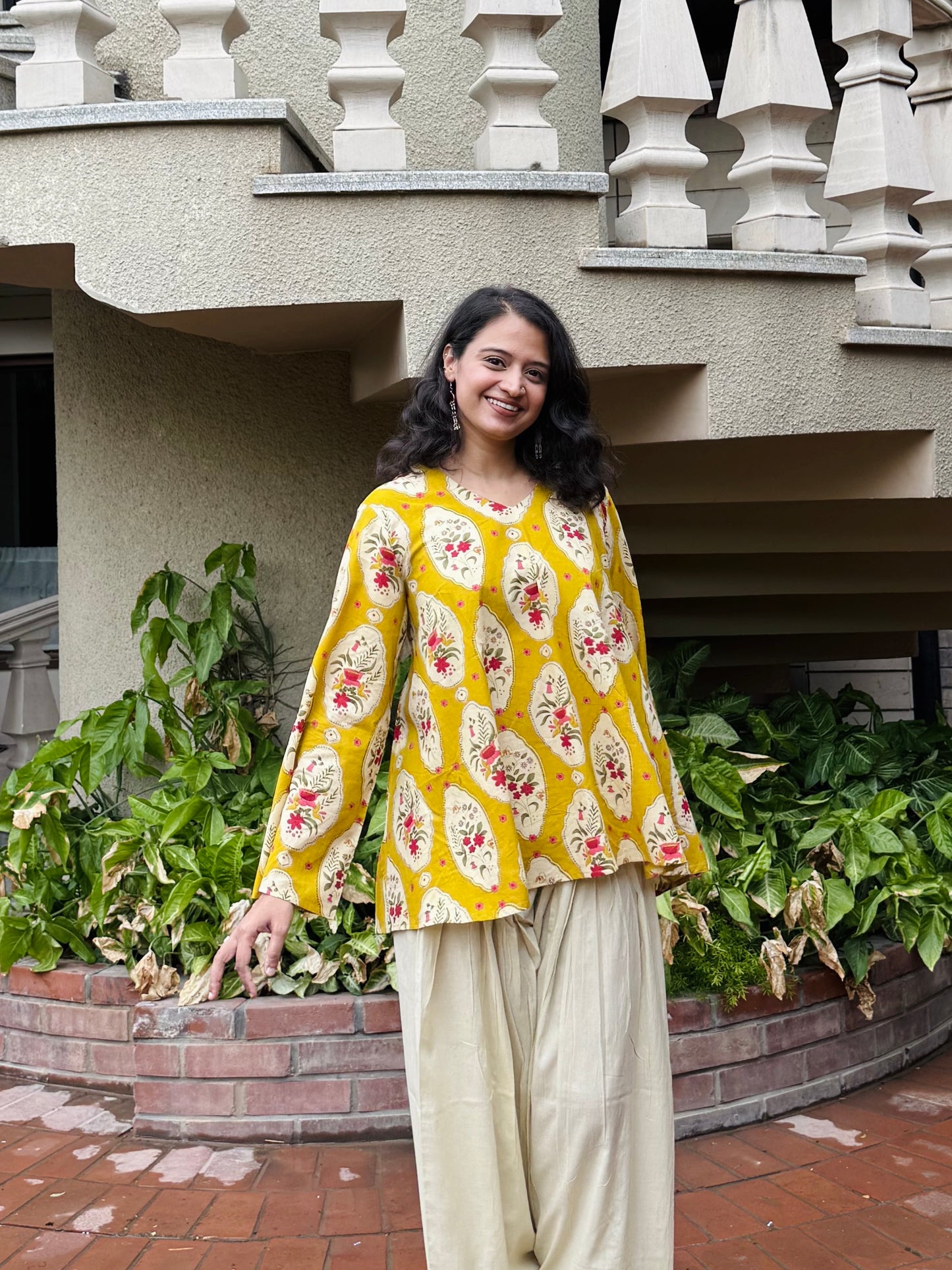 Yellow Short Anarkali Kurti