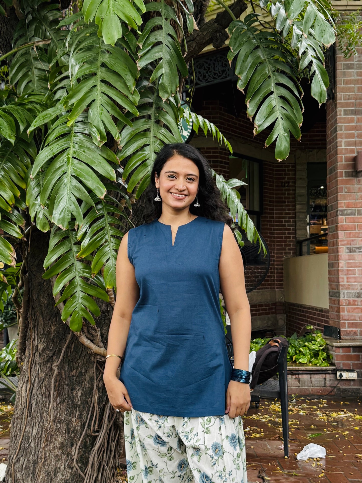 Blue Sleeveless Kurti