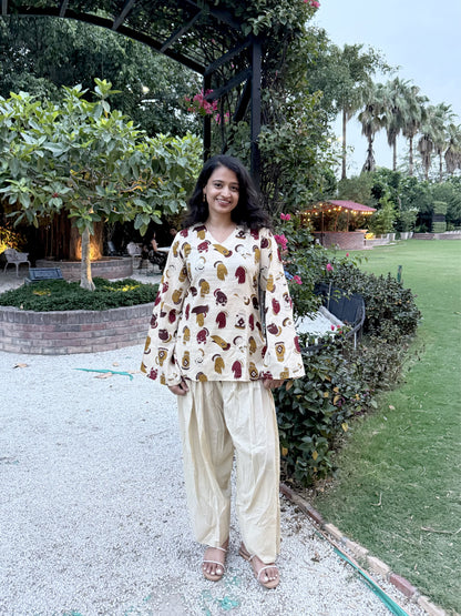 Beige Farshi Kurta Set