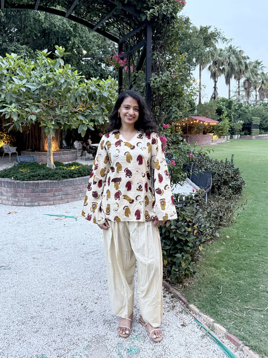 Beige Farshi Kurta Set