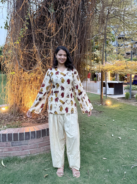 Beige Farshi Kurta Set