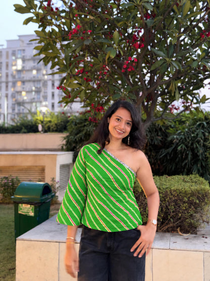 Bandhani One Shoulder Top