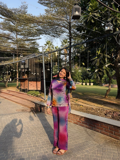 Y2K Kurta Pant Set - Purple