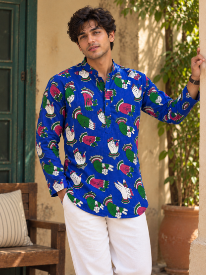 Blue Short Kurta - Men