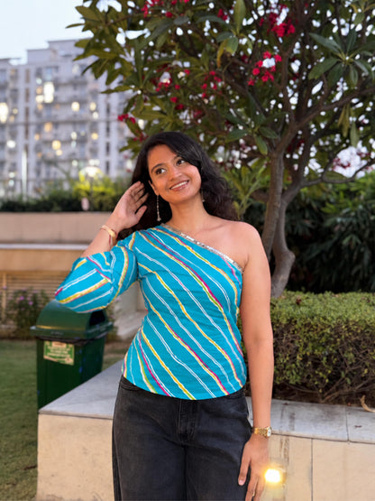 Bandhani One Shoulder Top